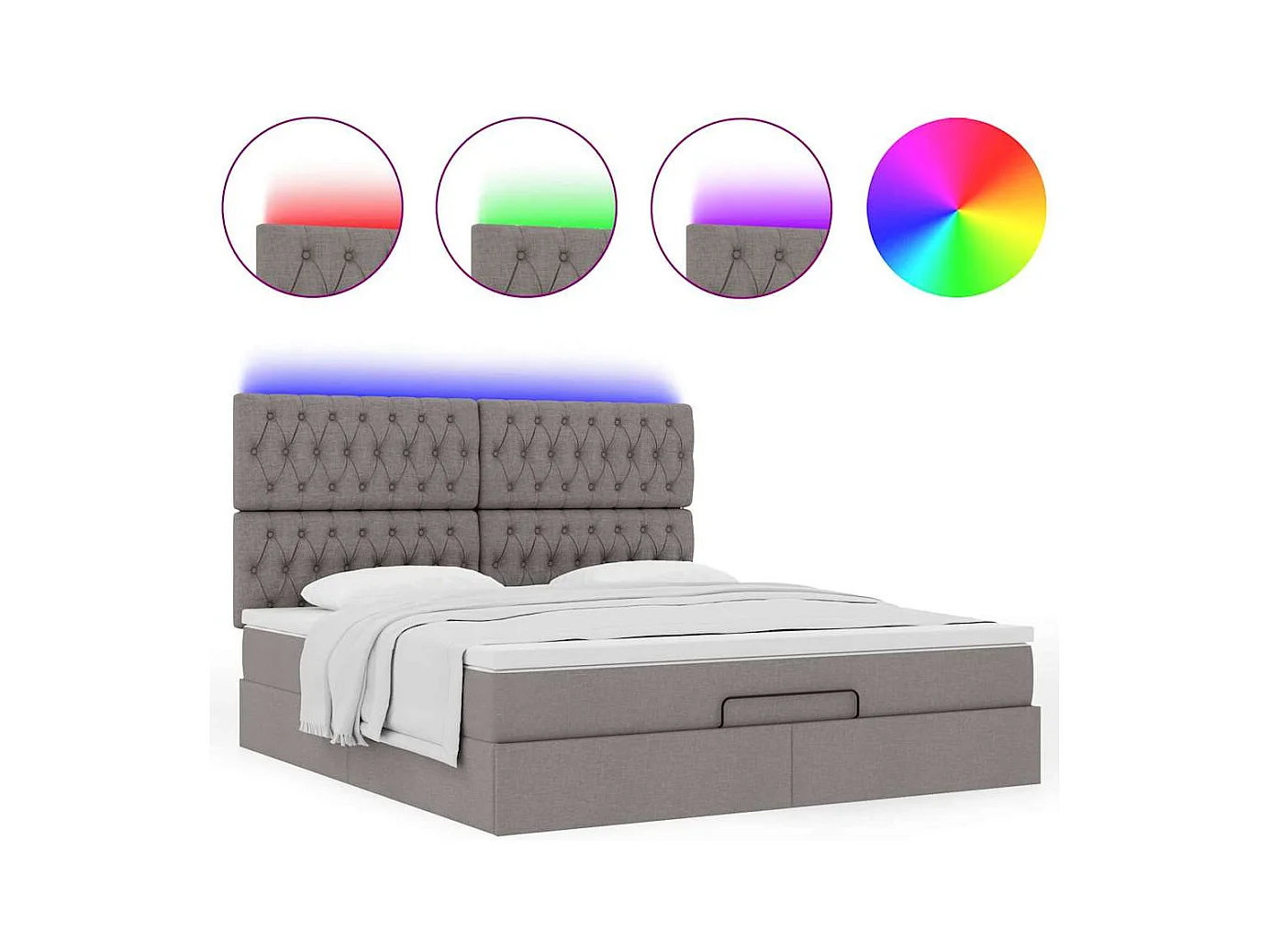 Struttura Letto Pouf con Materasso Tortora 160x200cm in Tessuto