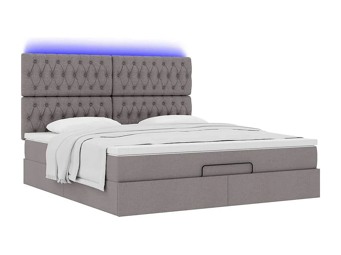 Ottoman bed met matras en LED's 160x200cm stof taupe