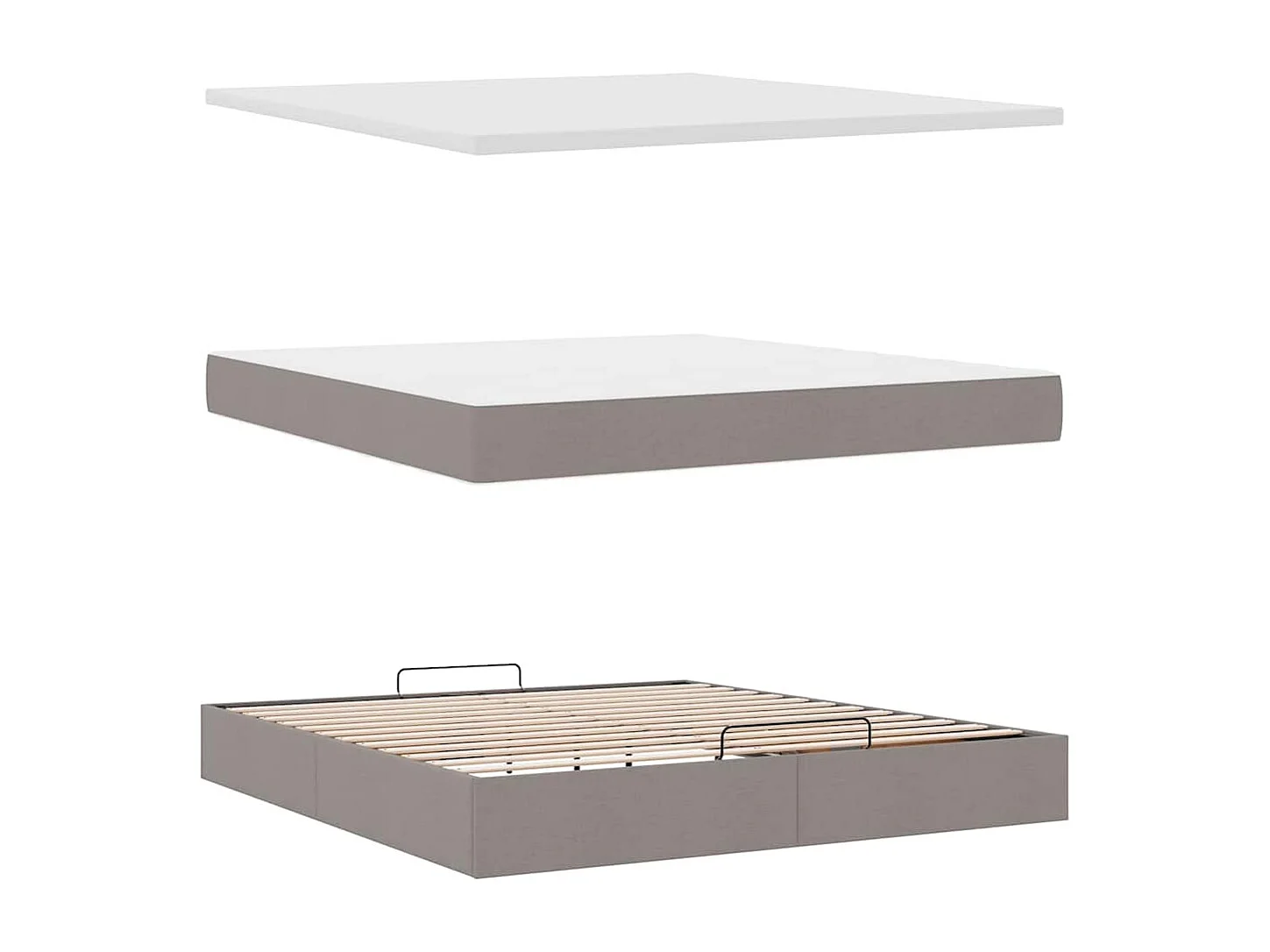 Ottoman bed met matras en LED's 160x200cm stof taupe