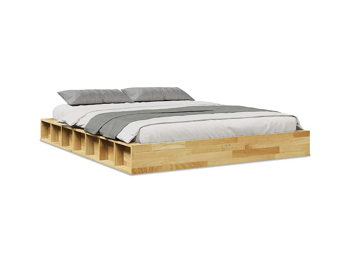 Cadre de lit sans matelas 160x200 cm bois massif de chêne