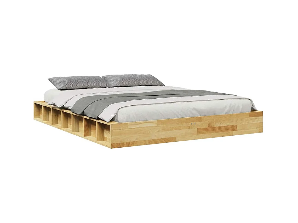 Cadre de lit sans matelas 160x200 cm bois massif de chêne