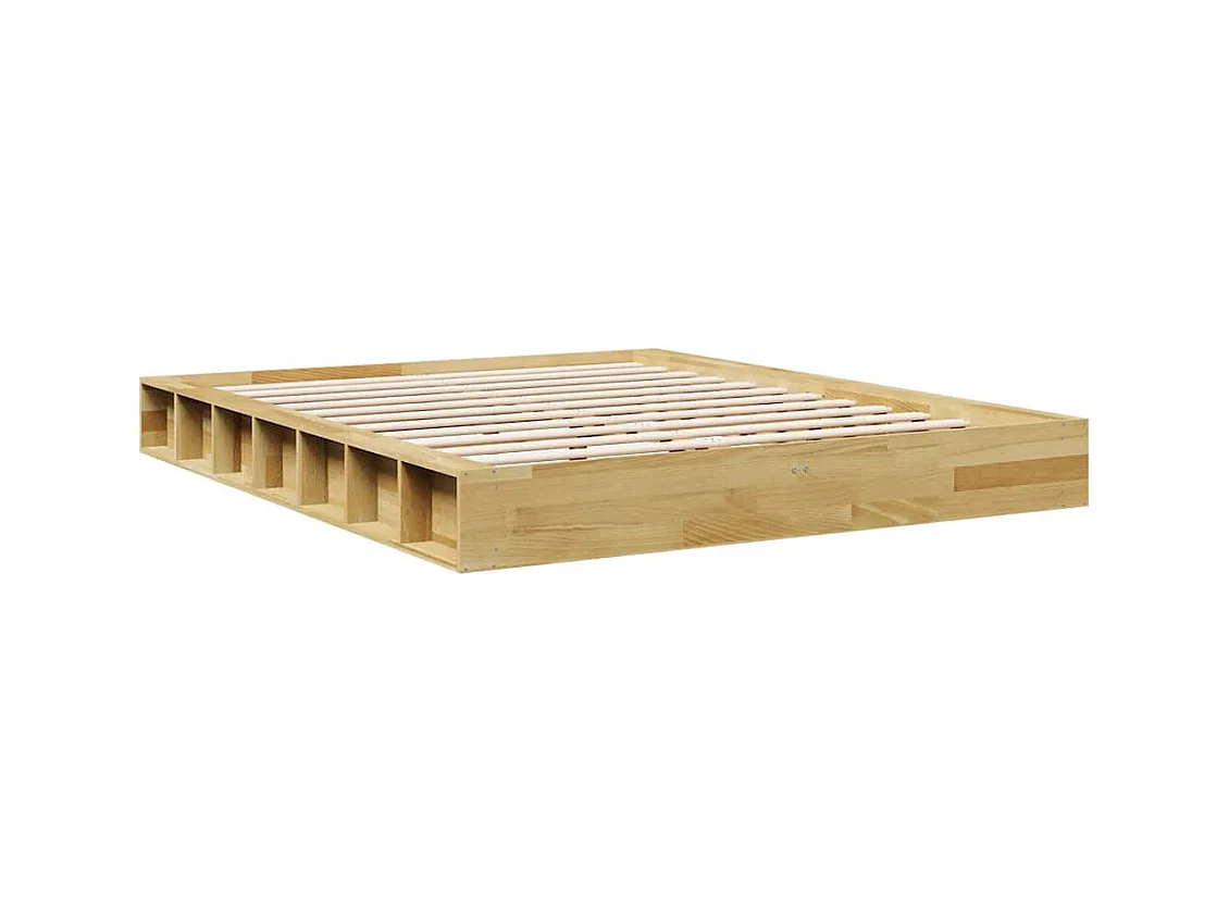 Cadre de lit sans matelas 160x200 cm bois massif de chêne