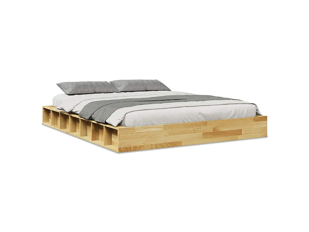 Cadre de lit sans matelas 160x200 cm bois massif de chêne