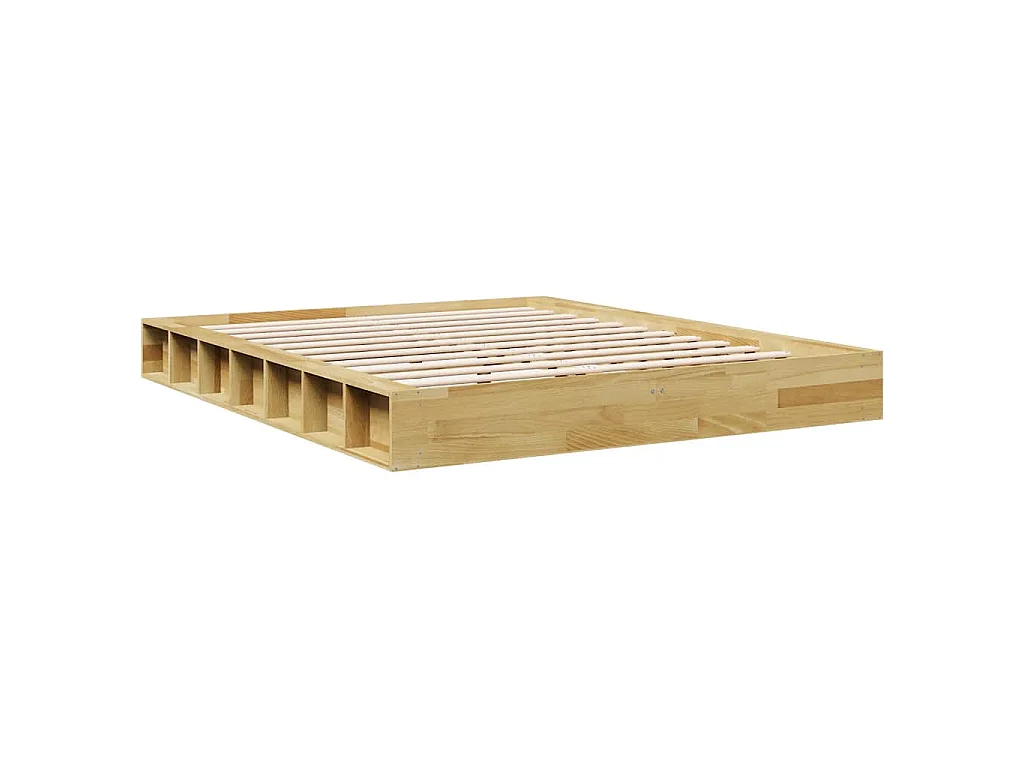 Cadre de lit sans matelas 160x200 cm bois massif de chêne