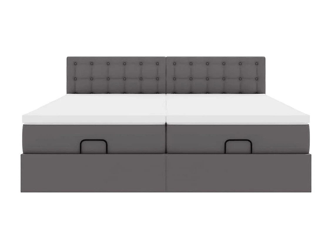 Estructura cama otomana colchones cuero sintético gris