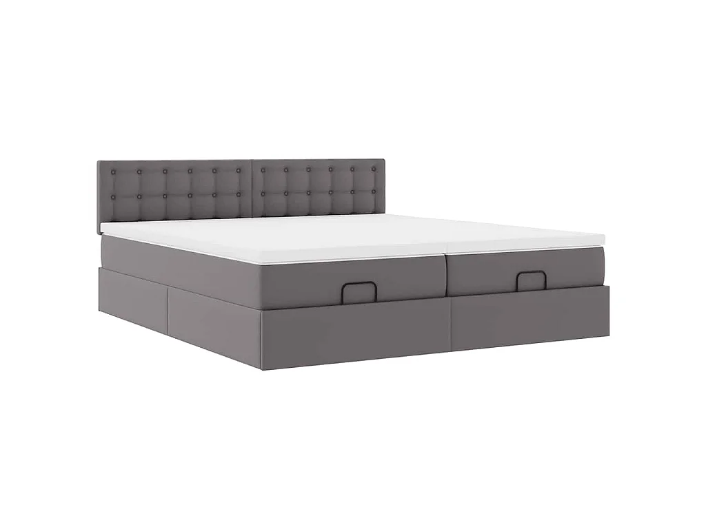 Struttura Letto Pouf con Materassi Grigio 180x200 cm Similpelle
