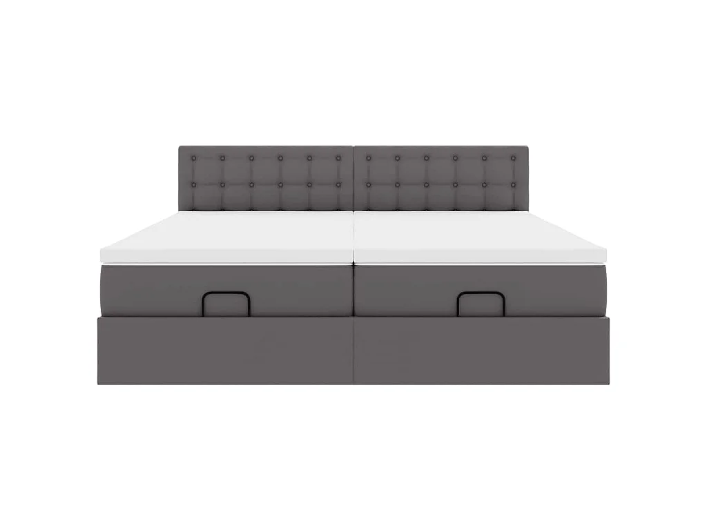 Struttura Letto Pouf con Materassi Grigio 180x200 cm Similpelle