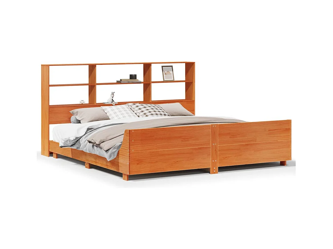 Cadre de lit sans matelas cire marron 180x200cm bois pin massif