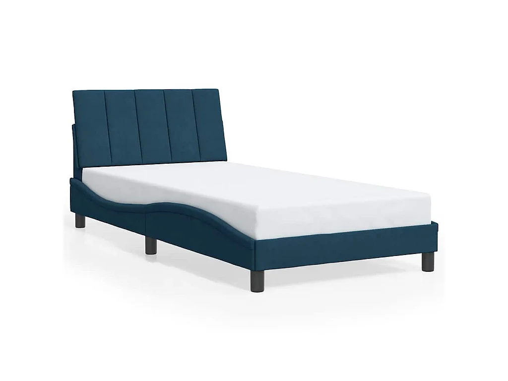 Bedframe met LED zonder matras "Hanko"  fluweel blauw 100x200 cm