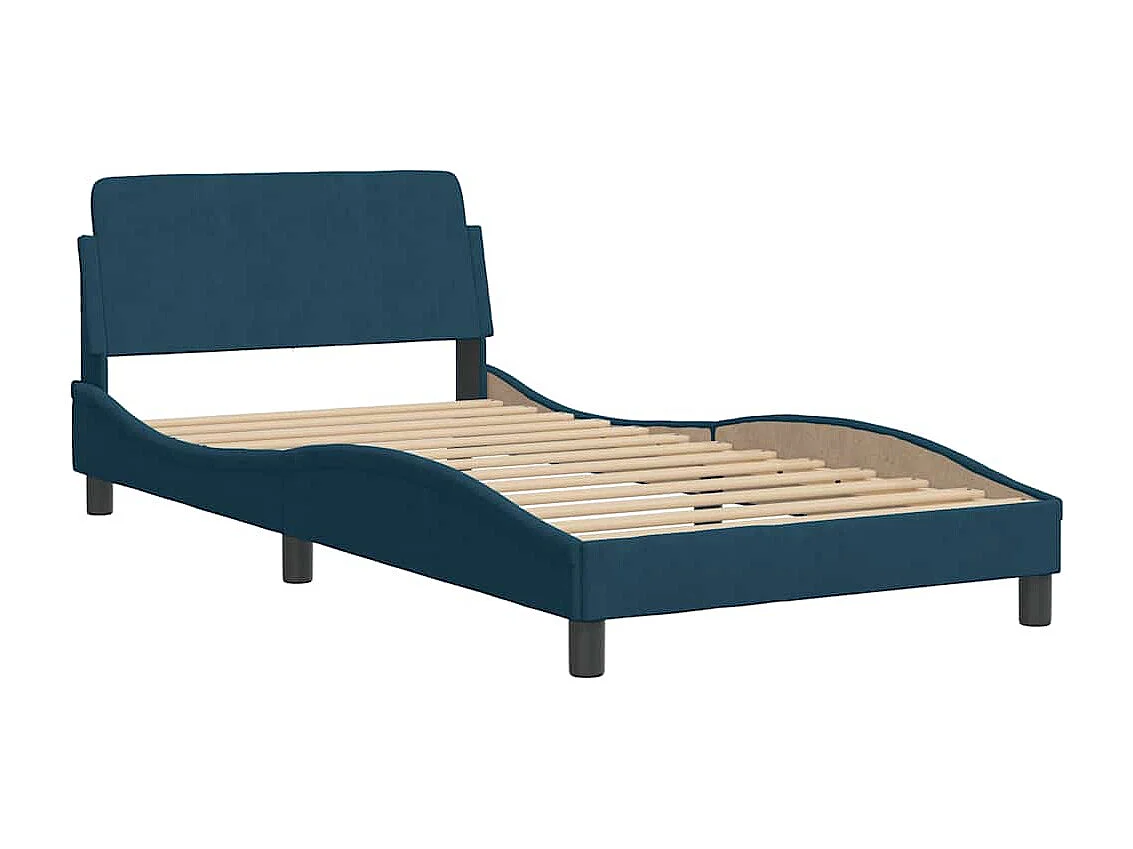 Bedframe met LED zonder matras "Hanko"  fluweel blauw 100x200 cm