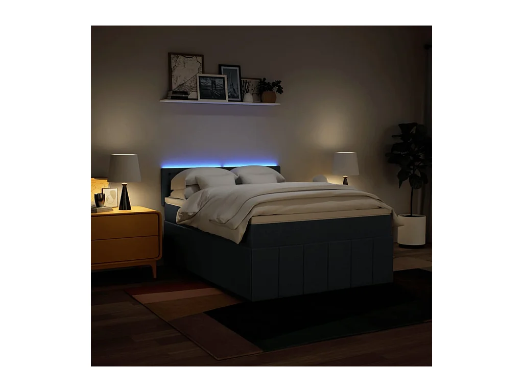 Boxspringbett mit Matratze Blau 160x200 cm Stoff