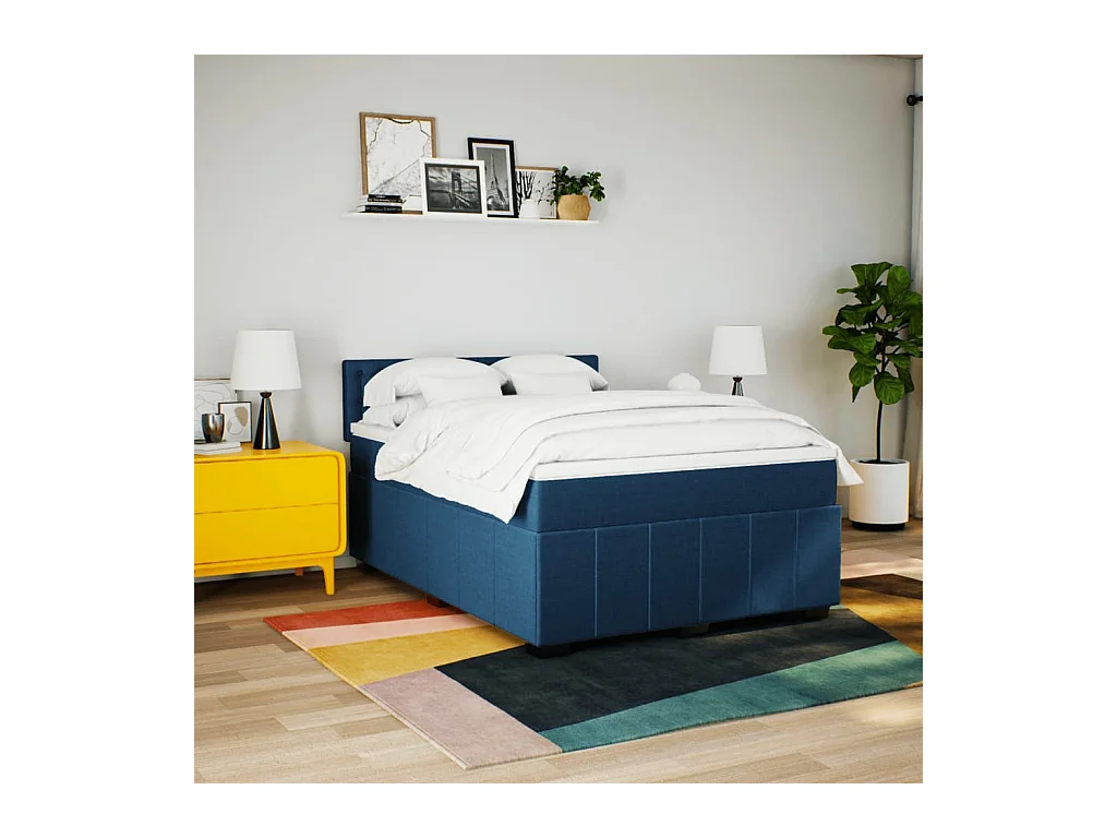 Boxspring met matras stof blauw 160x200 cm