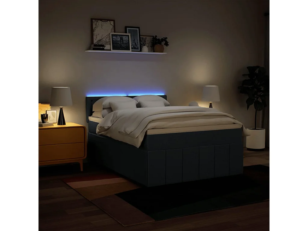 Boxspring met matras stof blauw 160x200 cm