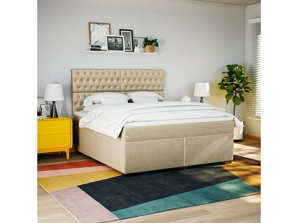 Cama com molas/colchão 180x200 cm tecido cor creme