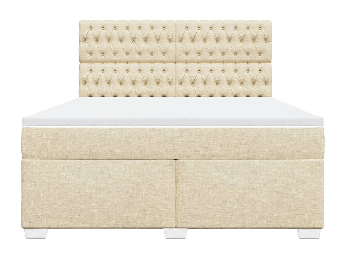 Cama box spring con colchón tela color crema 180x200 cm