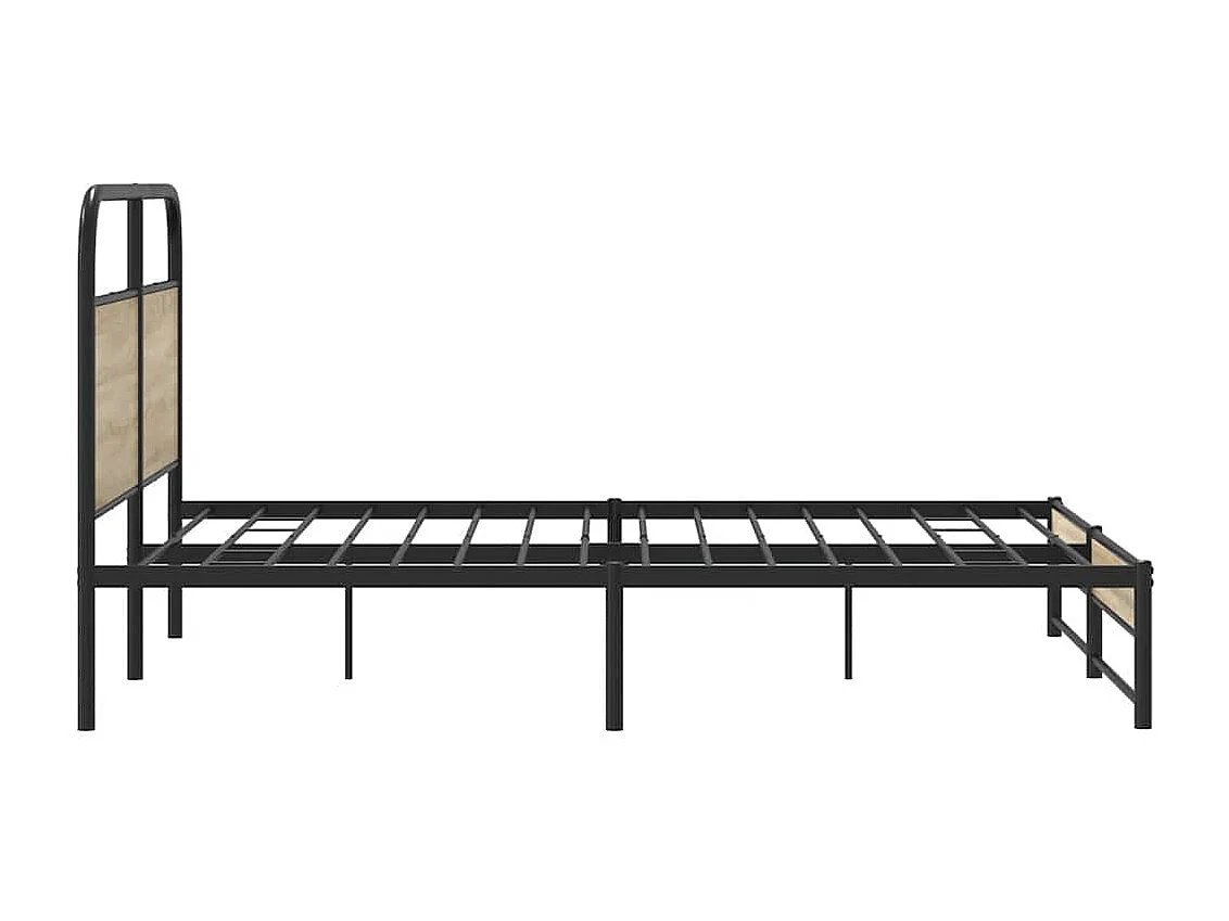 Cadre de lit en métal sans matelas chêne fumé 160x200 cm