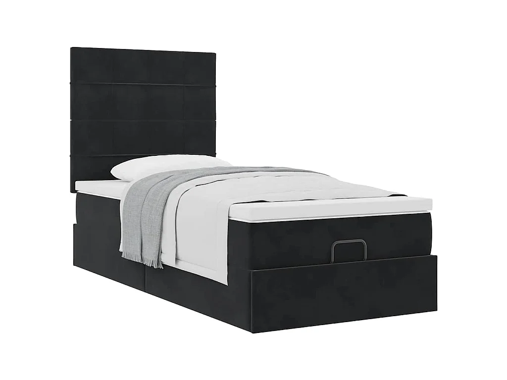Ottoman bed met matrassen 90x200cm fluweel zwart