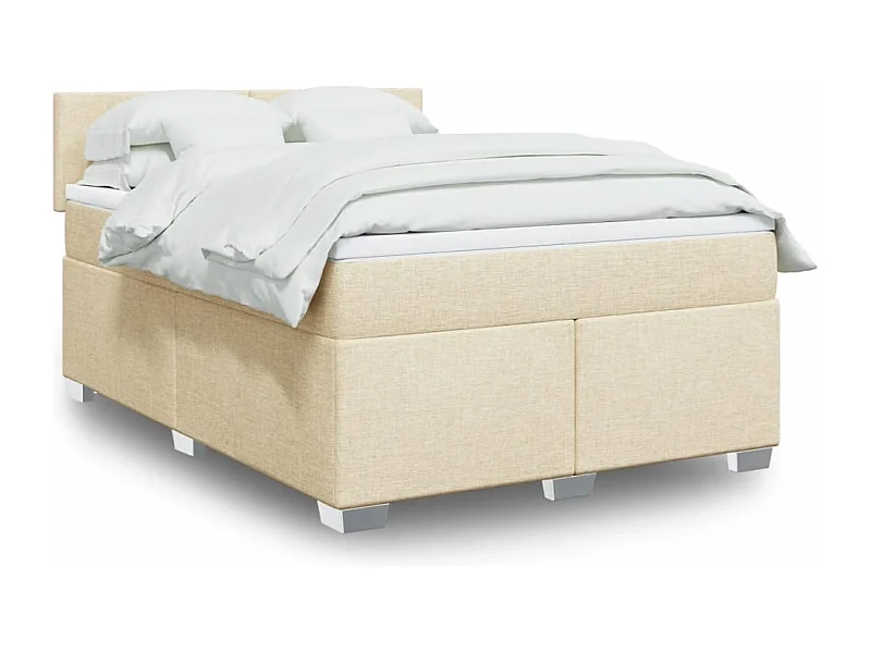 Boxspringbett mit Matratze Creme 160x200 cm Stoff