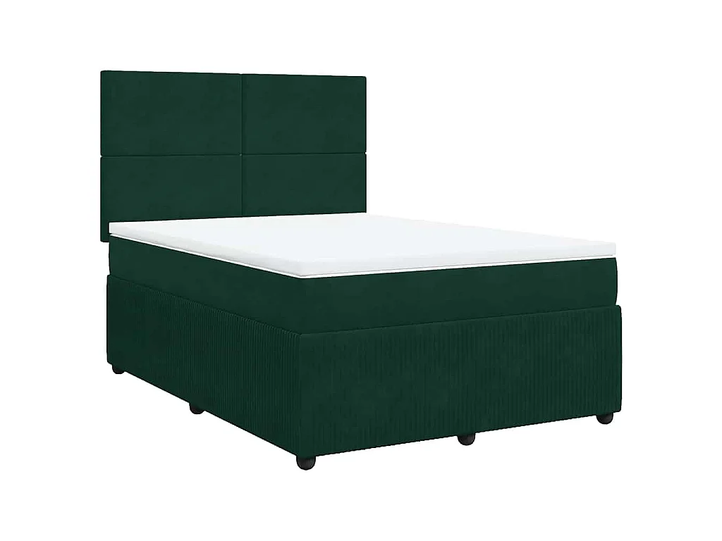 Boxspringbett mit Matratze Dunkelgrün 140x200 cm Samt