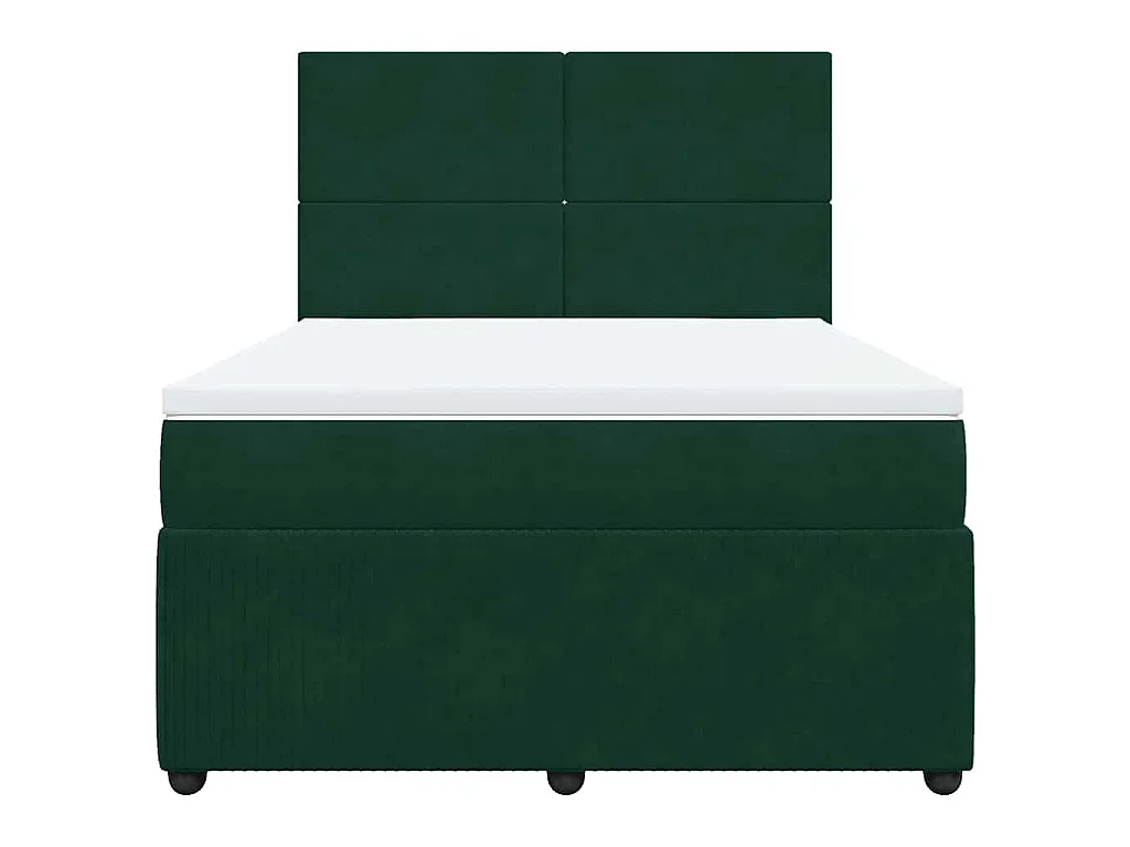 Boxspringbett mit Matratze Dunkelgrün 140x200 cm Samt