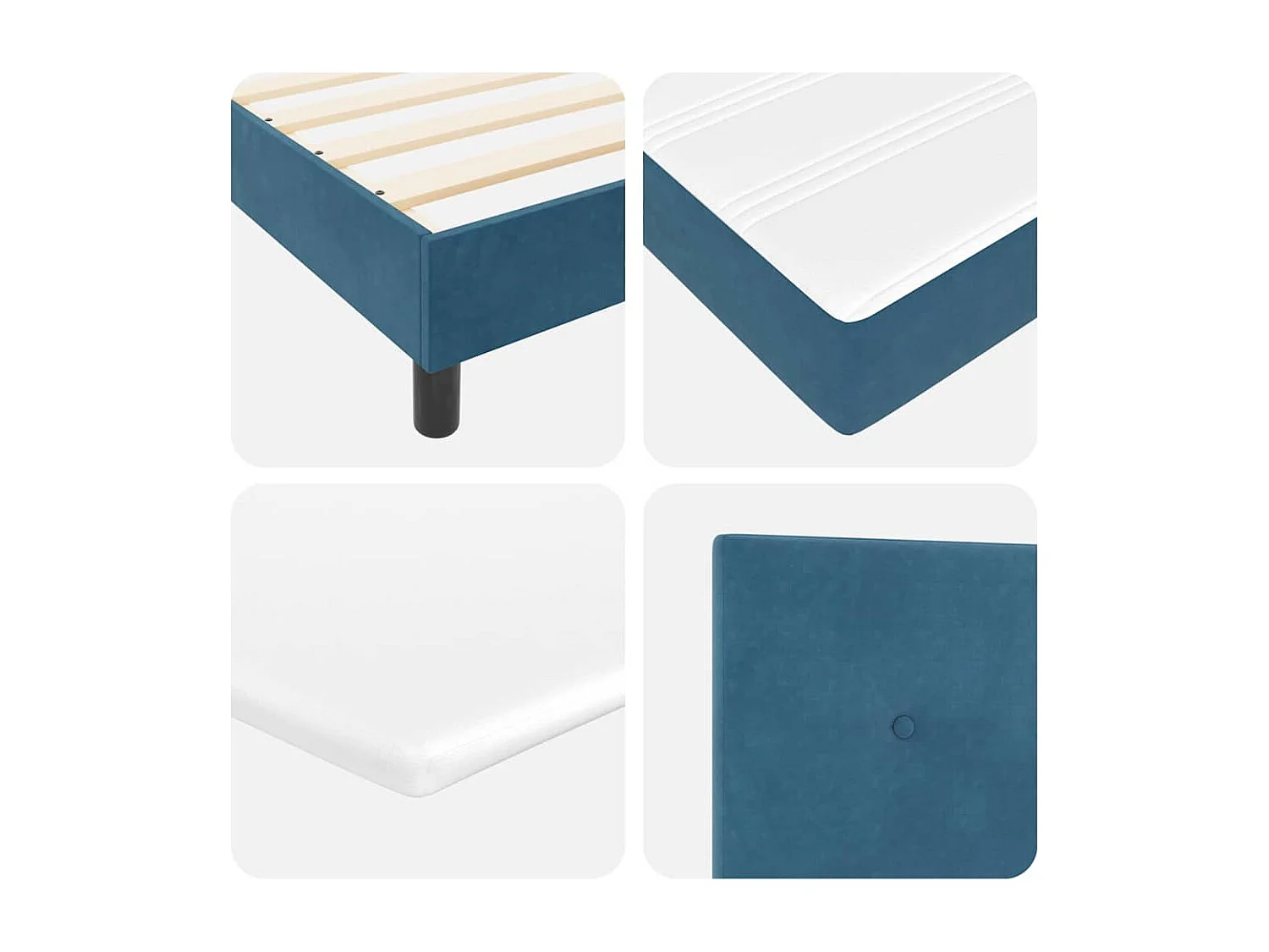 Letto a molle con materasso Blu Scuro 90 x 190 cm Velluto