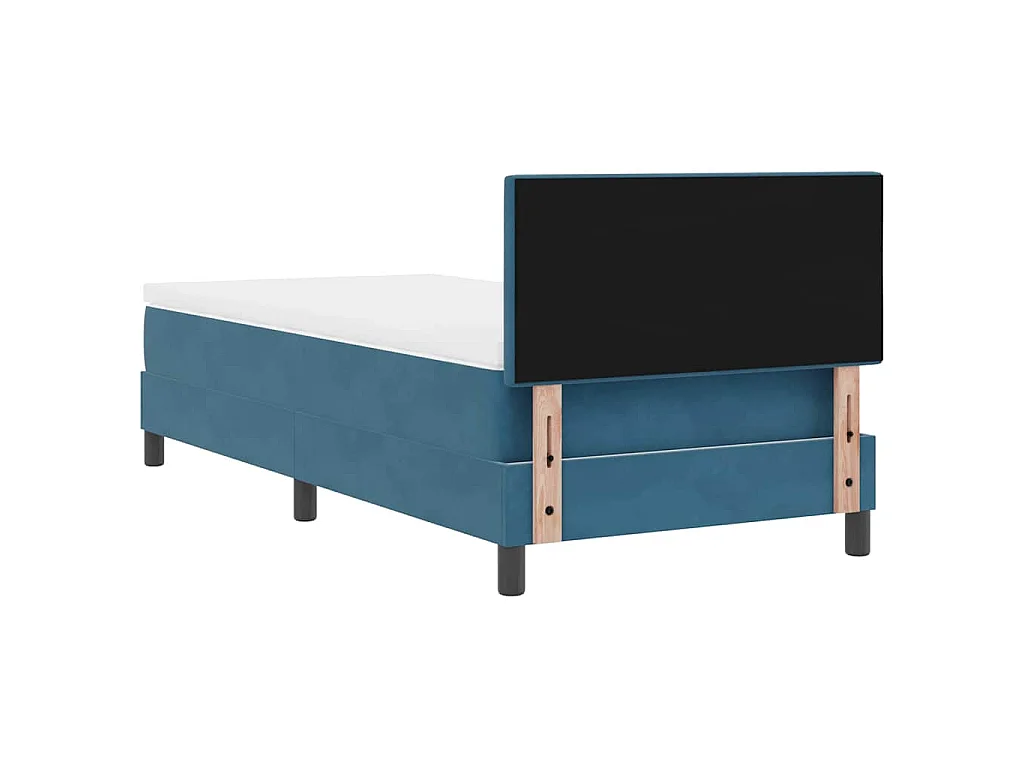 Lit à ressorts avec tête de lit Bleu foncé 90 x 190 cm Velours