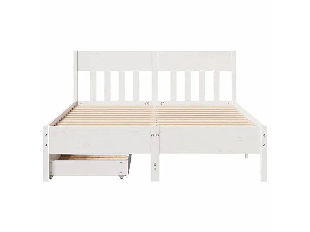 Bedframe zonder matras massief grenenhout wit 140x190 cm