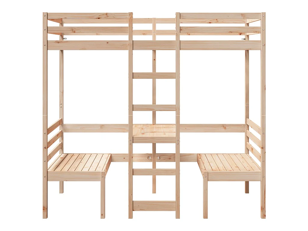 Lit mezzanine avec bureau et chaises 90x200 cm pin massif