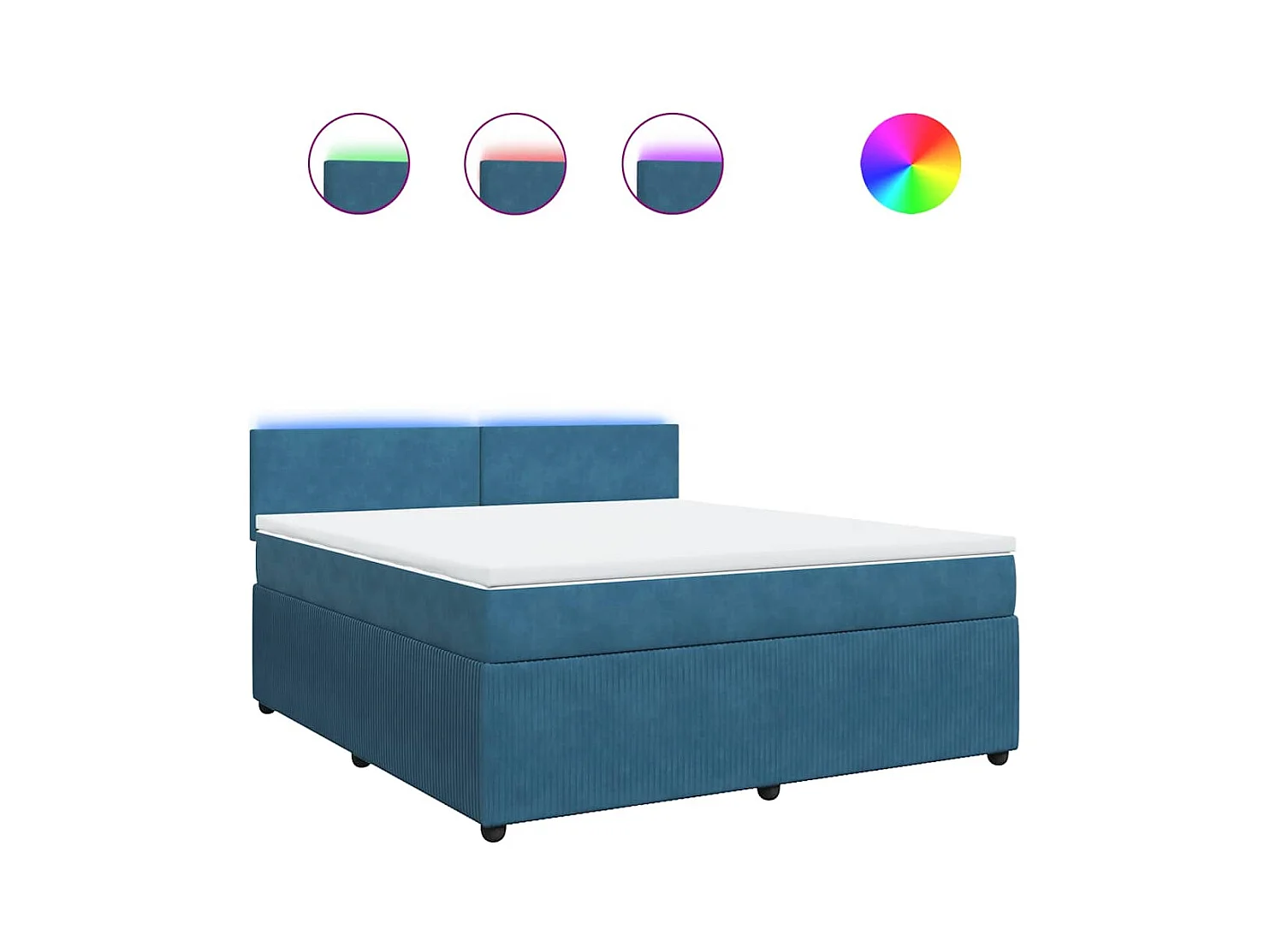 Giroletto a Molle con Materasso Blu 180x200 cm in Velluto