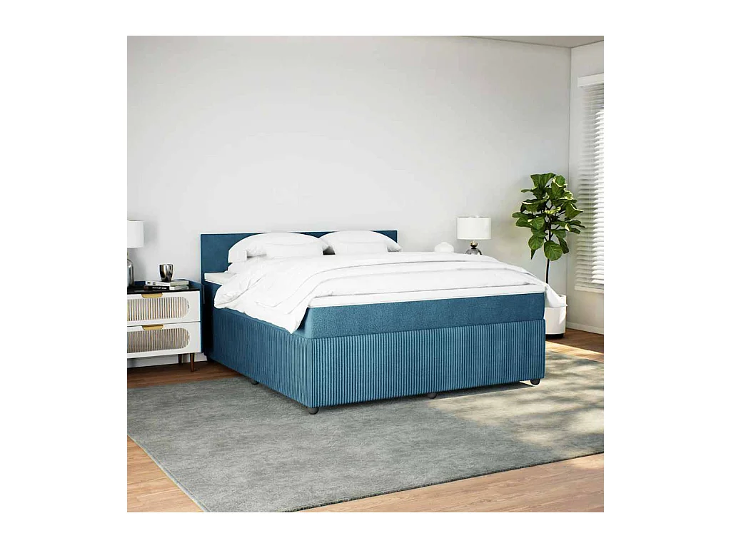 Giroletto a Molle con Materasso Blu 180x200 cm in Velluto