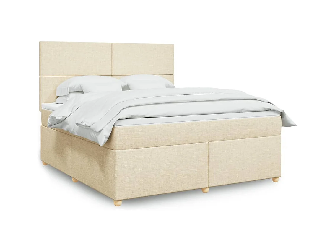 Boxspring met matras stof crèmekleurig 180x200 cm