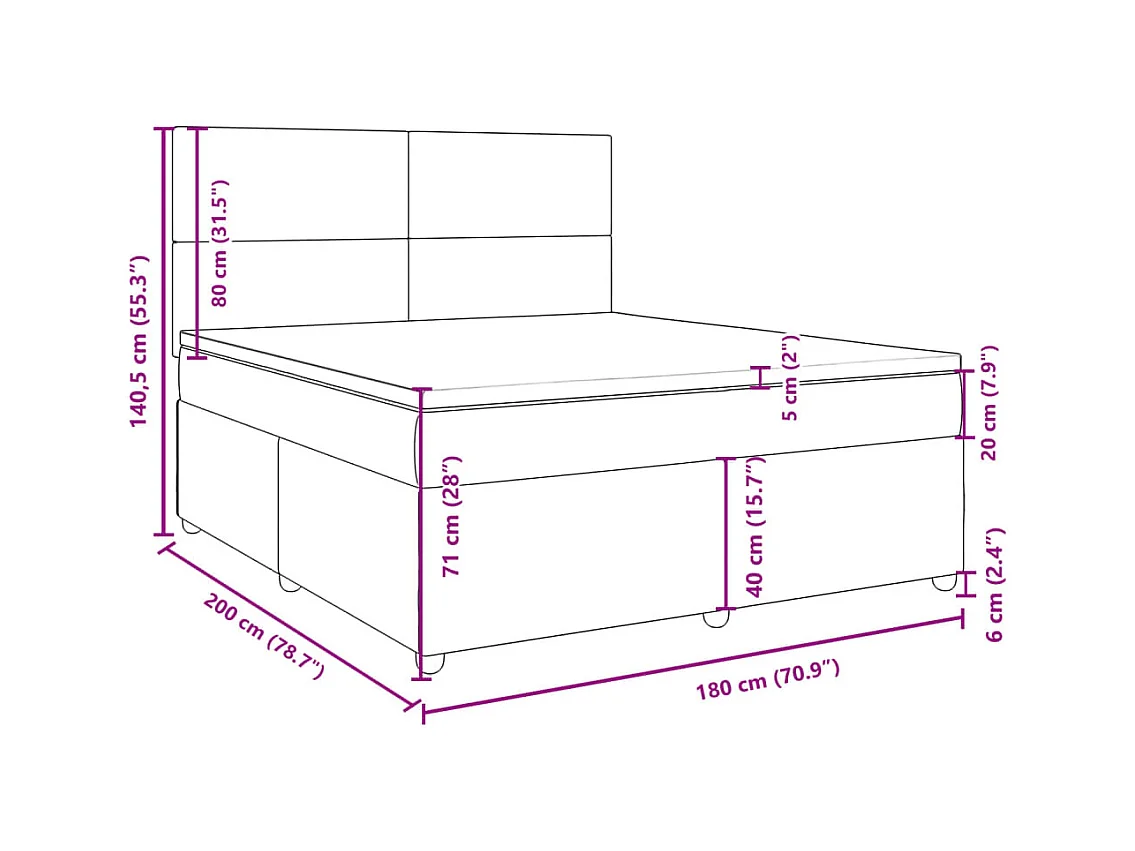 Boxspring met matras stof crèmekleurig 180x200 cm