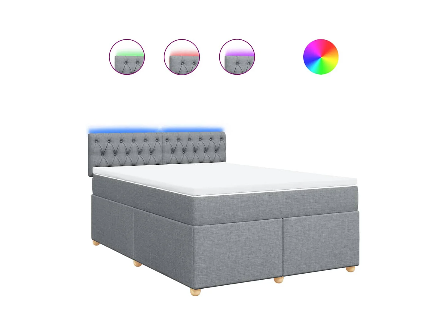 Sommier à lattes de lit avec matelas Gris clair 160x200cm Tissu