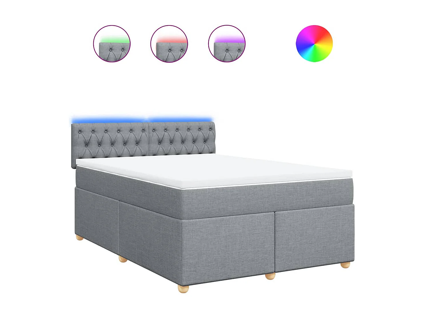 Sommier à lattes de lit avec matelas Gris clair 160x200cm Tissu