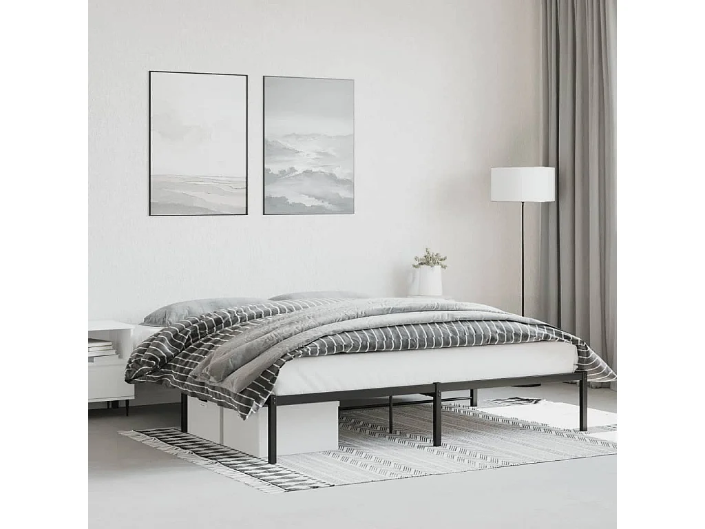 Cadre de lit métal noir 180x200 cm