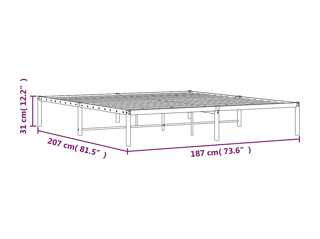 Cadre de lit métal noir 180x200 cm