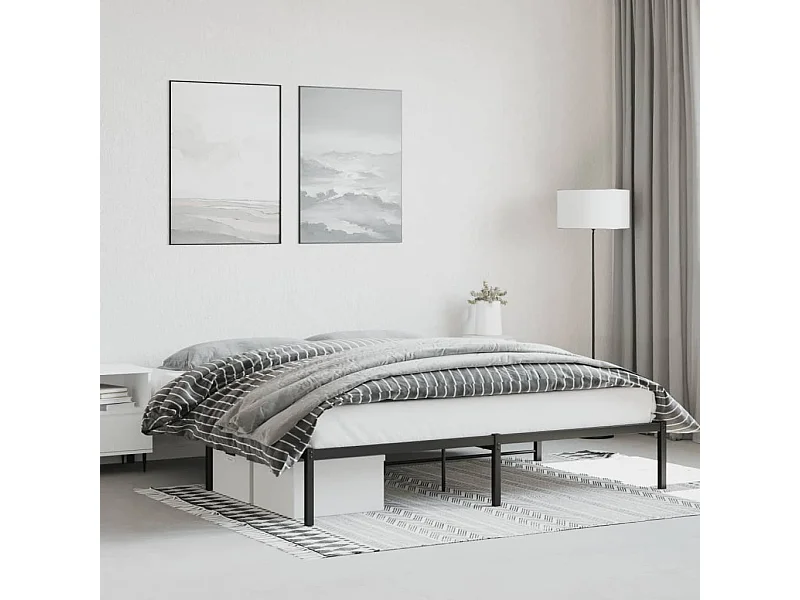 Cadre de lit métal noir 180x200 cm