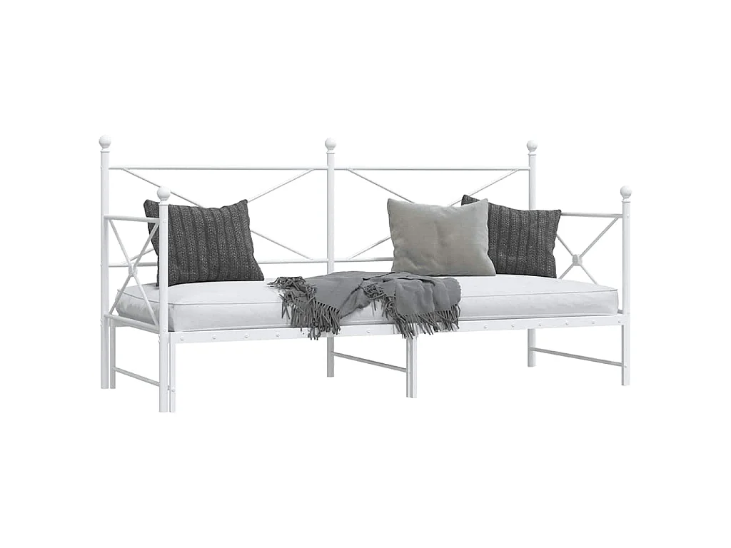 Slaapbank met onderschuifbed zonder matras 90x190 cm staal wit