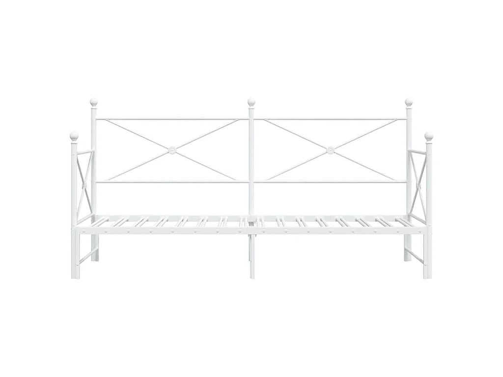 Slaapbank met onderschuifbed zonder matras 90x190 cm staal wit