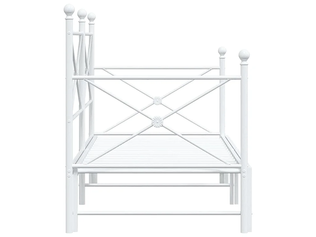 Slaapbank met onderschuifbed zonder matras 90x190 cm staal wit