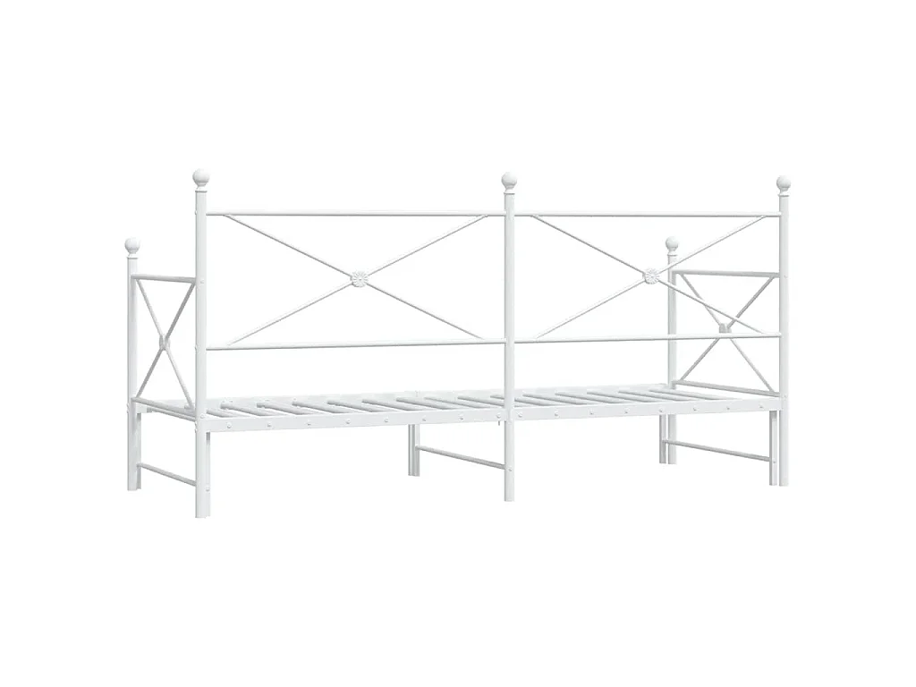 Slaapbank met onderschuifbed zonder matras 90x190 cm staal wit