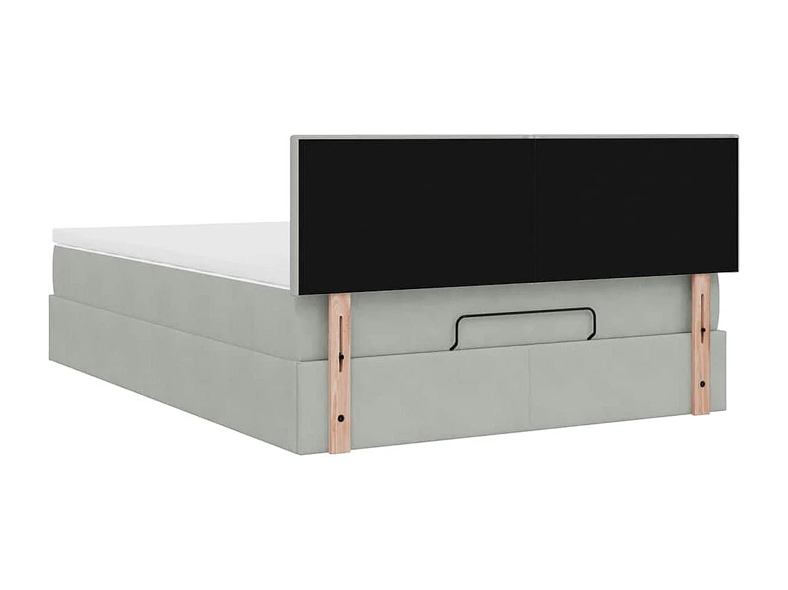 Ottoman bed met matras 140x200cm fluweel lichtgrijs