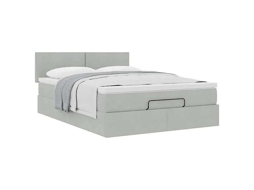 Estructura cama otomana con colchón gris claro 140x200cm
