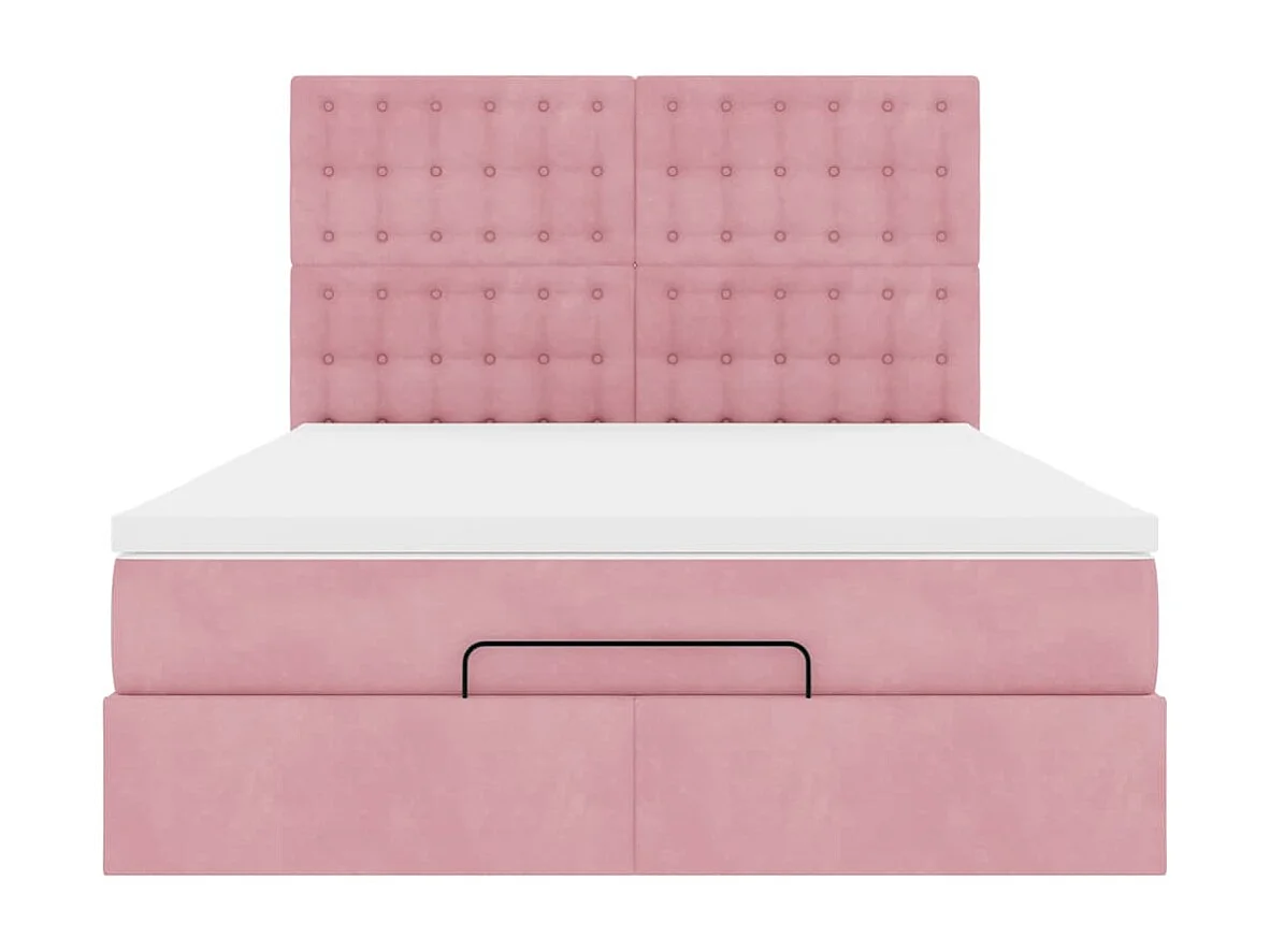 Ottoman-Bett mit Matratzen Rosa 140x200 cm Samt