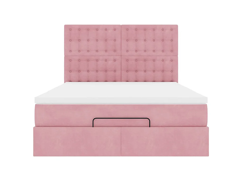 Estrutura de cama otomana com colchões 140x200 cm veludo rosa