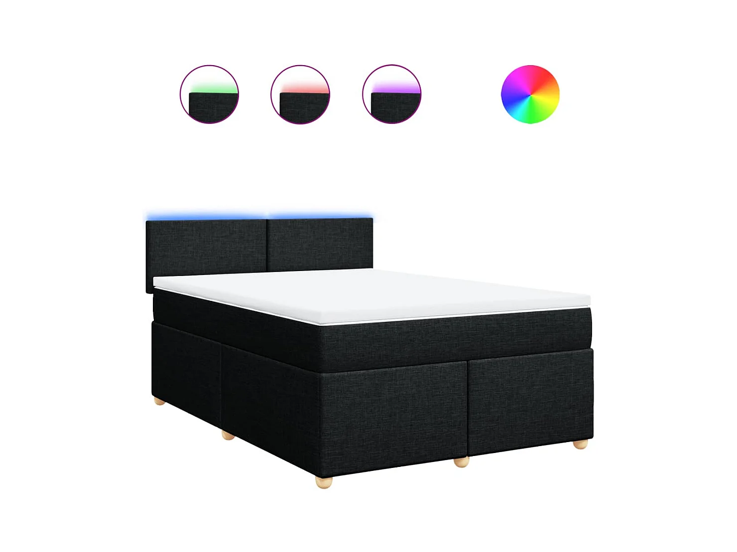 Sommier à lattes de lit avec matelas Noir 140x190 cm Tissu