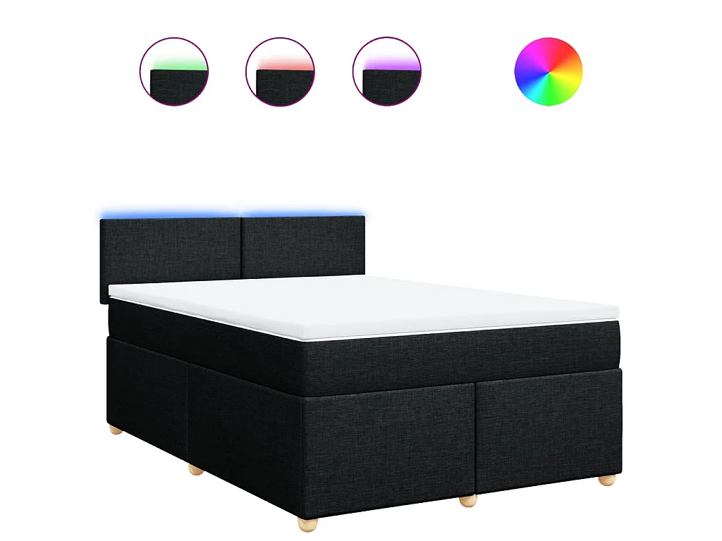 Sommier à lattes de lit avec matelas Noir 140x190 cm Tissu