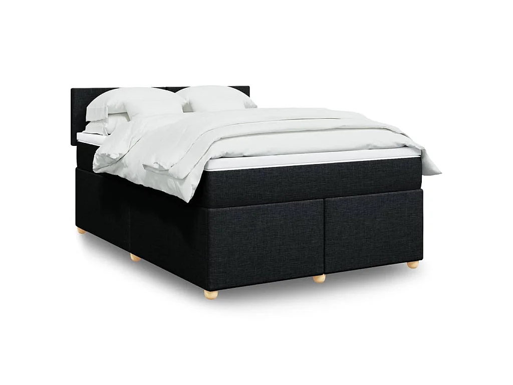 Sommier à lattes de lit avec matelas Noir 140x190 cm Tissu