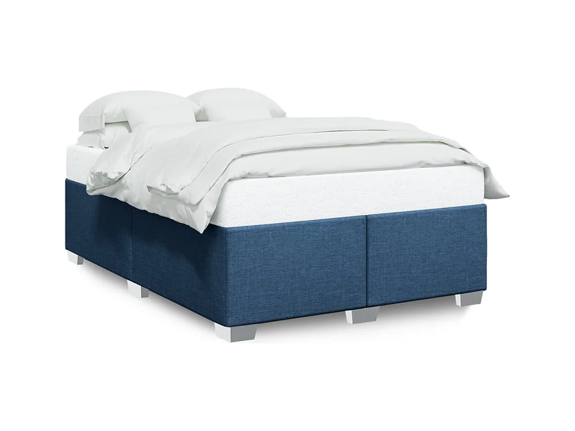 Cadre de lit sans matelas bleu 140x190 cm tissu