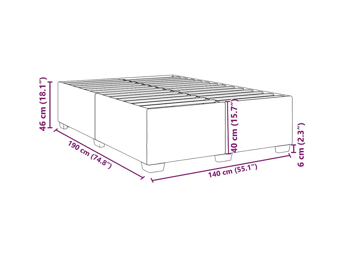 Cadre de lit sans matelas bleu 140x190 cm tissu